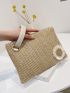 Flower Appliques Straw Bag