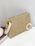 Flower Appliques Straw Bag