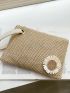 Flower Appliques Straw Bag