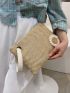 Flower Appliques Straw Bag