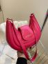 Letter Graphic Flap Baguette Bag