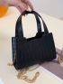 Crocodile Embossed Chain Square Bag