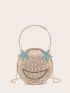 Cartoon Design Rhinestone Decor Hollow Out Novelty Bag