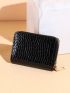 Crocodile Embossed Zip Around Small Wallet