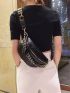 Quilted Chain Decor Crossbody Bag