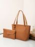 2pcs Minimalist Shoulder Bag With Long Wallet