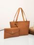 2pcs Minimalist Shoulder Bag With Long Wallet