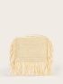 Letter Patch Fringe Decor Clutch Bag