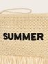 Letter Patch Fringe Decor Clutch Bag