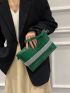 Crocodile Embossed Rhinestone Decor Square Bag