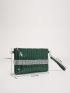 Crocodile Embossed Rhinestone Decor Square Bag