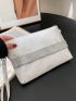 Crocodile Embossed Rhinestone Decor Square Bag