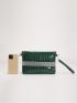 Crocodile Embossed Rhinestone Decor Square Bag