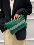Crocodile Embossed Rhinestone Decor Square Bag