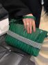 Crocodile Embossed Rhinestone Decor Square Bag