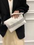 Crocodile Embossed Rhinestone Decor Square Bag