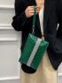 Crocodile Embossed Rhinestone Decor Square Bag