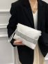 Crocodile Embossed Rhinestone Decor Square Bag