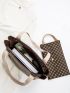 2pcs Geo Print Shoulder Bag With Long Wallet