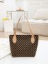 2pcs Geo Print Shoulder Bag With Long Wallet
