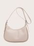Minimalist Buckle Decor Baguette Bag