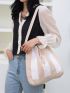 Two Tone Drawstring Design Crochet Bag