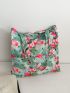 All Over Floral & Flamingo Print Colorblock Shopper Bag