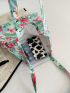 All Over Floral & Flamingo Print Colorblock Shopper Bag