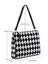 Argyle Print Canvas Square Bag