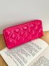 Quilted Artificial Patent Leather Long Purse