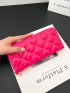 Quilted Artificial Patent Leather Long Purse