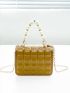 Mini Faux Pearl Decor Turn Lock Square Bag