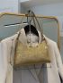 Allover Glitter Decor Baguette Bag
