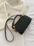 Embossed Detail Two Tone Chain Flap Square Bag