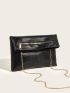 Crocodile Embossed Detail Square Bag