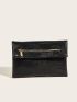 Crocodile Embossed Detail Square Bag
