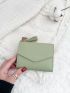 Tassel Decor Croc Embossed Flap Small Wallet