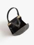 Mini Rhinestone Detail Metal Lock Design Box Bag