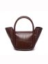 Mini Twist Lock Crocodile Embossed Satchel Bag