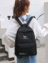 Letter Graphic Double Zipper Backpack