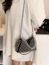 Rhinestone Decor Chain Bucket Bag
