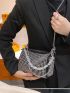 Rhinestone Decor Chain Bucket Bag