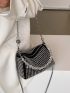 Rhinestone Decor Chain Bucket Bag