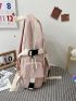 Letter Patch & Buckle Decor Functional Backpack