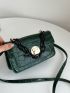 Crocodile Embossed Twist Lock Flap Chain Square Bag