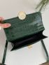 Crocodile Embossed Twist Lock Flap Chain Square Bag