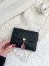 Crocodile Embossed Leaf Decor Small Wallet