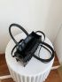 Mini Geometric Embossed Chain & Rhinestone Decor Square Bag