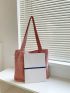 Patch Detail Shoulder Tote Bag