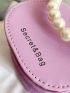 Mini Letter Graphic Faux Pearl Decor Crossbody Bag